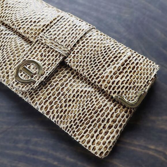 Vtg 90s Elizabeth Grant faux snakeskin clutch wallet - Picture 7 of 9